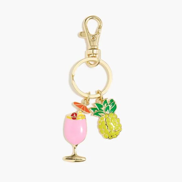 NEW - J.Crew Frose` Drink and Pineapple Keychain - NWT - Picture 1 of 1